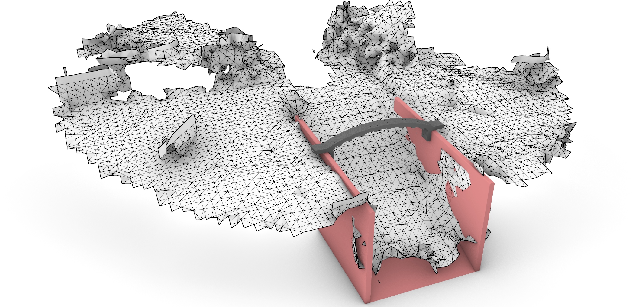 Bridge design fitted to the scanned mesh