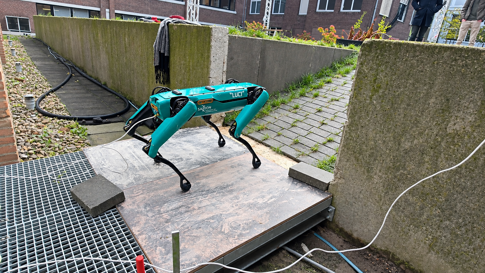 Spot robot scanning the outdoor bridge location